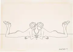 Reflection by Patrick Hughes, 1977, Pen and ink drawing on Crisbrook handmade paper, sold Sep 2022