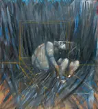Figures in a Landscape (Q5) by Francis Bacon, 1956/2015, Giclée print in colours, flush-mounted to aluminium support (as issued), sold Sep 2022