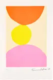 Etel Adnan, L'Express Beyrouth-Enfer (Beirut-Hell Express), 2021, Aquatint in colours, on wove paper, with full margins, with accompanying 55-page book, the sheet loose (as issued) contained in the original aquamarine linen-covered portfolio