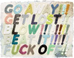 Go Away by Mel Bochner, 2010, Monoprint with collage, engraving, embossing and oil paint in colours, on handmade and hand-dyed Twinrocker paper, the f, sold Sep 2022