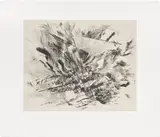 Julie Mehretu, Untitled (Grey Area), 2009, Drypoint, with Chine-collé to Somerset paper, with full margins, contained in the original charcoal card folder with printed artist's name