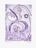 Shara Hughes, Night Opening, 2022, Etching in violet, on BFK Rives paper, with full margins