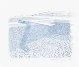 David Hockney, Lithographic Water Made of Lines (T.G. 253, M.C.A.T. 210), 1978, Lithograph in cyan blue, on TGL handmade paper, with full margins