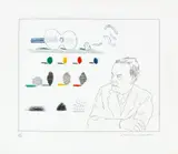 David Hockney, The Poet, plate 13 from The Blue Guitar (S.A.C. 211, M.C.A.T. 190), 1976-77, Etching and aquatint in colours, on Inveresk mould-made paper, with full margins