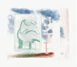 David Hockney, A Picture of Ourselves, plate 12 from The Blue Guitar (S.A.C. 210, M.C.A.T. 189), 1976-77, Etching and aquatint in colours, on Inveresk mould-made paper, with full margins