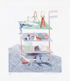 David Hockney, Serenade, plate 19 from The Blue Guitar (S.A.C. 217, M.C.A.T. 196), 1976-77, Etching and aquatint in colours, on Inveresk mould-made paper, with full margins