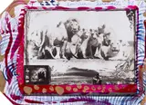 Peter Beard, Lion Pride near Ndutu, Southern Serengeti – with Richard Bell, 1976, Unique Polaroid print with ink and paint, executed later