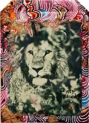 Lion by Peter Beard, 1964, Unique Polaroid print with ink and paint, executed later, sold May 2022
