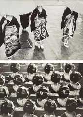 Kiichi Asano, A Rainy Commencement Ceremony Day; Commencement Ceremony from The Gion Quarter, 1953; 1956, Two gelatin silver prints