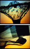 Susan Gamble, Knickers & Stockings from Body in Question, 1982, Unique transmission hologram diptych