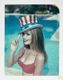 Ellen von Unwerth, Miss America, Claudia Schiffer, Saint Tropez, 1994, Unique colour Polaroid Type 100 print