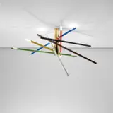 Rare adjustable chandelier, model no. 2076 by Gino Sarfatti, circa 1953, Brass, painted brass, sold May 2022