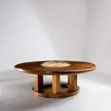 Unique monumental illuminated table by Gio Ponti, circa 1931, Oak, partially acid-etched glass, coloured glass, sold May 2022