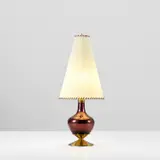 Max Ingrand, Table lamp, circa 1955, Coloured mirrored glass, brass, leather, paper shade