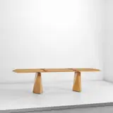 Gio Ponti, Rare prototype dining table, circa 1957, Birch-veneered wood, walnut-veneered wood, walnut, painted steel