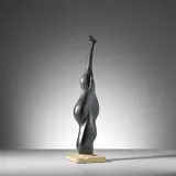 Rare sculpture by Georges Jouve, circa 1959, Glazed earthenware, stone, sold May 2022