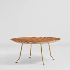 Mario Gottardi, Rare coffee table, model no. 593, circa 1955, Walnut, sipo, brass