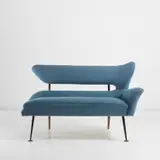 Ico Parisi, Unique two-seater sofa, 1952, Fabric, walnut, painted steel