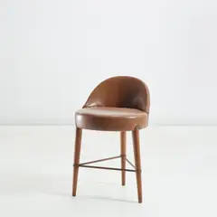 Unique stool by Ico Parisi, circa 1950, Leather, African mahogany, painted steel, brass nailheads, sold May 2022