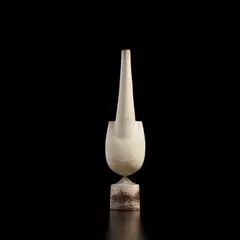 Hans Coper, 'Cycladic' form, circa 1972, Stoneware, layered porcelain slips and engobes over a textured and incised body, the interior with a manganese glaze