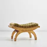Louis Süe and André Mare, Tabouret, circa 1921, Gilded beech, fabric, brass nailheads