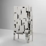 Mattia Bonetti, Prototype 'Strata' cabinet, 2004, Mirror-polished stainless steel