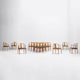 Hans J. Wegner, Set of sixteen 'Chinese' chairs, model no. 4283, designed 1944, produced 1981, Sapele, leather