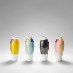 Hella Jongerius, Four unique vases, from the 'Coloured Vases' series 3, 2010, Cast porcelain, glaze, paint, graphite