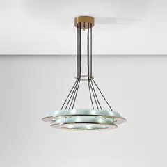 Max Ingrand, Ceiling light, model no. 2295, circa 1964, Brass, painted brass, glass