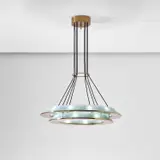Max Ingrand, Ceiling light, model no. 2295, circa 1964, Brass, painted brass, glass