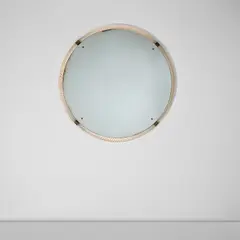 Venini, Large illuminated mirror, model no. 68, circa 1939, Mirrored glass, clear a treccia glass, brass