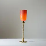 Tomaso Buzzi, Tall table lamp, variant of model no. 505, circa 1933, Laguna glass with applied gold leaf, cristallo costolato ritorto glass with gold leaf inclusions, brass