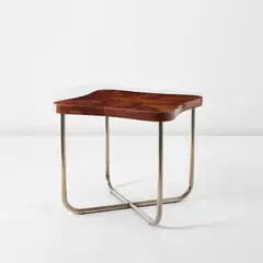 Games table by Gio Ponti, circa 1942, Figured walnut-veneered wood, walnut, steel, sold May 2022