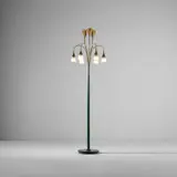 Angelo Lelii, Floor lamp, circa 1953, Glass, brass, painted brass, marble