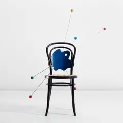 Alessandro Mendini, Rare 'Redesigned Thonet no. 14' chair, designed 1978, executed 1983, Painted beech, painted plywood, cane, stainless steel