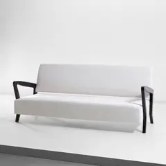 Sofa by Gio Ponti, circa 1948, Fabric, stained beech, sold May 2022