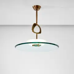 Rare ceiling light by Max Ingrand, circa 1959, Glass, brass, sold Nov 2022
