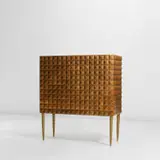 Paolo Buffa, Illuminated bar cabinet, circa 1940, Walnut, walnut-veneered wood, cherry-veneered wood, brass