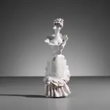 'Donna uccello' figure with crinoline by Gio Ponti, circa 1951, Glazed terracotta, sold Nov 2022