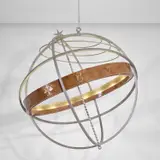 Marcel Coard, Monumental ceiling light, from the Paul Cocteau residence, Champgault, circa 1930, Painted iron, painted steel with painted zodiac signs illustrations and applied gold leaf
