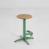Jean Prouvé, Rare adjustable swivel stool, circa 1954, Painted steel, birch plywood