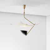 'Vela' ceiling light, model no. 12385 by Angelo Lelii, circa 1951, Painted aluminium, brass, nylon string, sold Nov 2022