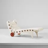 Lounge chair by Gio Ponti, circa 1937, Painted oak, fabric, sold Nov 2022