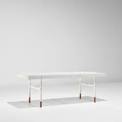 Elio Monesi, Bench, circa 1960, Painted wood, painted steel, teak