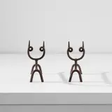 Pair of andirons by Gio Ponti, circa 1941, Painted iron, sold Nov 2022