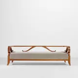Daybed by Gio Ponti and Emilio Lancia, circa 1933, Walnut, walnut-veneered pine, stained pine, fabric, sold Nov 2022
