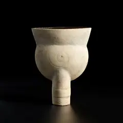 'Thistle' form by Hans Coper, circa 1967, Stoneware, porcelain slips and engobes over a textured and incised body, the rim and interior with a manganese glaze, sold Nov 2022