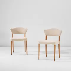Peder Moos, Pair of chairs, 1942, Beech, teak, fabric