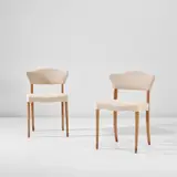 Peder Moos, Pair of chairs, 1942, Beech, teak, fabric
