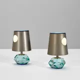 Max Ingrand, Pair of table lamps, model no. 2228, circa 1956, Nickel-plated brass, painted brass, glass, coloured glass